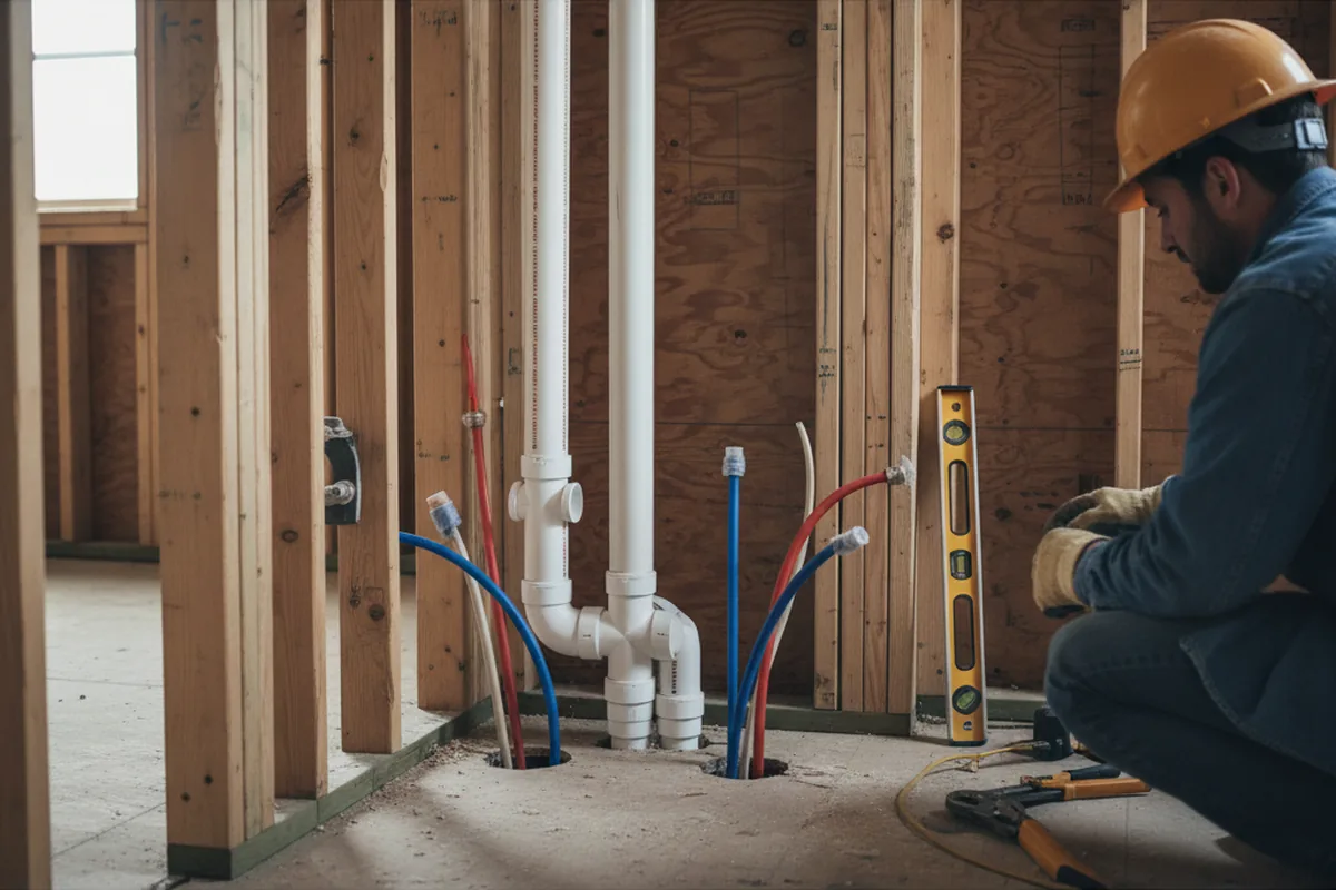 Drain and supply rough-in during Sump Pump Repair in Hattiesburg